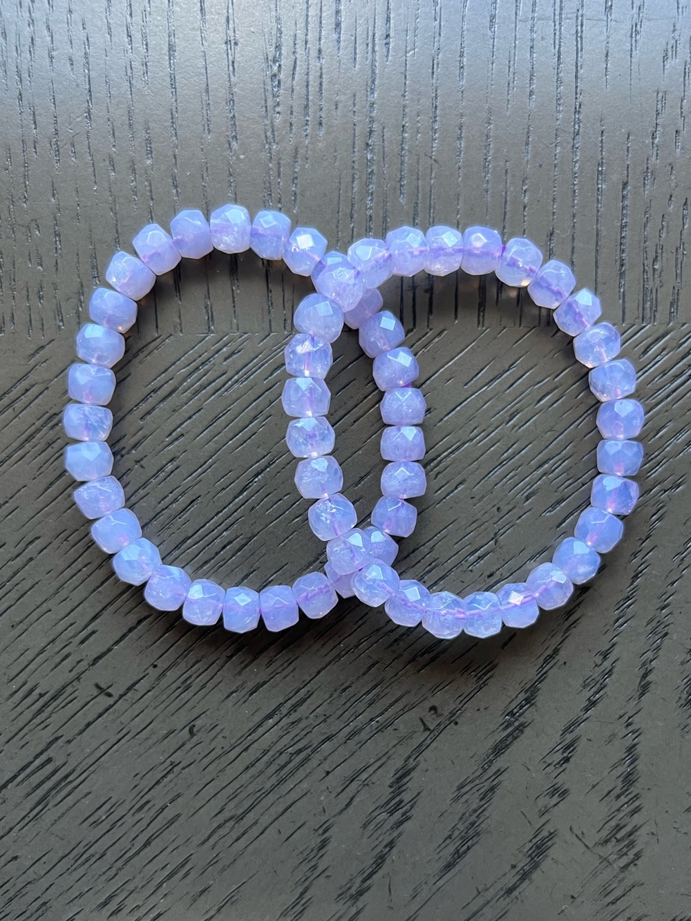 Faceted Lavender Moon Quartz bracelet 7mm SIZE 6.5-6.75’ ( ONE )